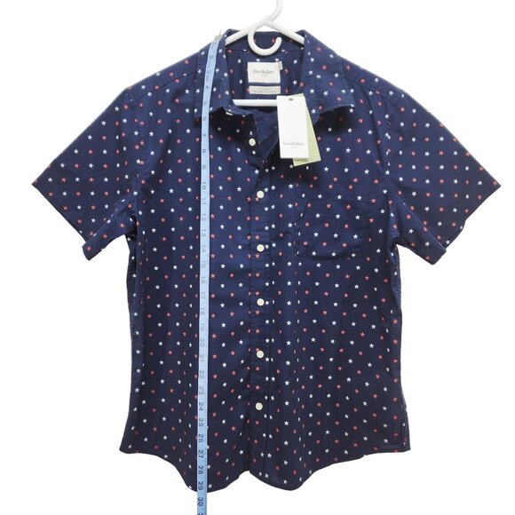 Mens Goodfellow  Co Navy Star Printed Short Sleeve Button-Up Shirt Slim Fit SZ L - Picture 5 of 7
